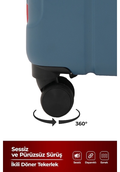 Cotpoly Home Petra Lüx Abs Orta Boy Valiz 65 Cm Mavi Kırmızı