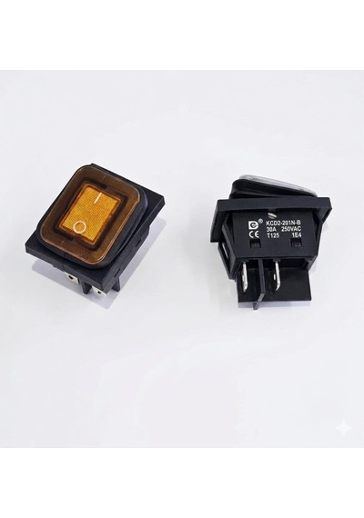 Anahtar Büyük On Off Sarı Işıklı 30a 220v Kcd2-201nw-by 4 Pin