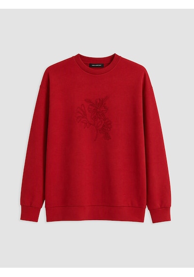 Lcw Comfort Kırmızı Nakışlı Soft Touch Kadın Sweatshirt