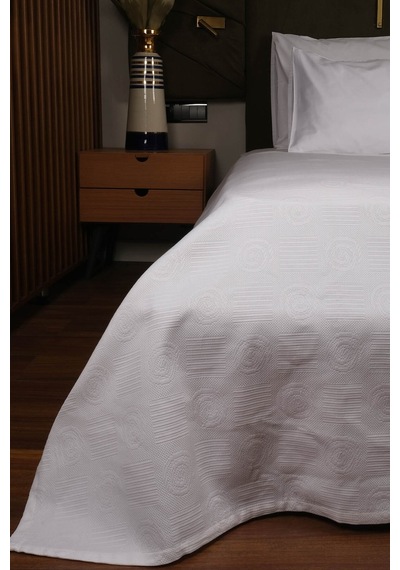 Boston Serisi Çift Kişilik Otel Pikesi 200 230cm Beyaz