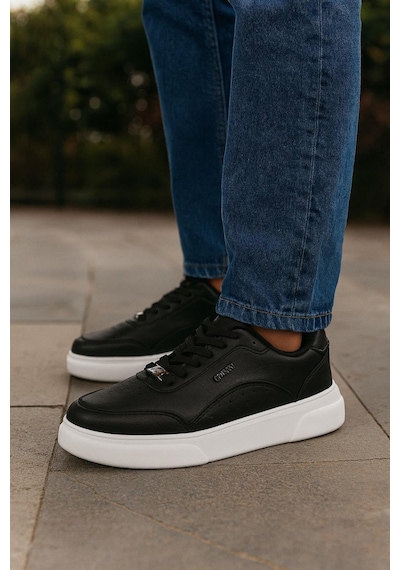 Erkek Bağcıklı Sneaker Günlük Rahat Dört Mevsim Spor Ayakkabı Siyah