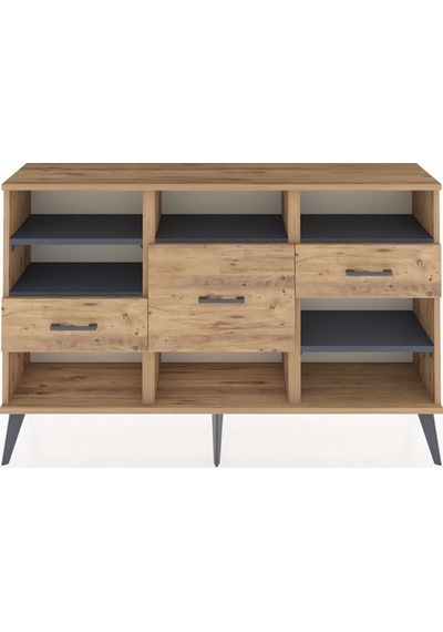 Arges Konsol 5 Raflı 3 Çekmeceli 132x30x83 Çam-antrasit/çam Antrasit/çam Arges Konsol 5 Raflı 3 Çekmeceli 132x30x83 Çam-antrasit/çam Antrasit/çam