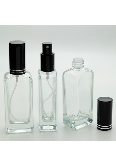 Parfüm Şişesi 30 Ml 3 Adet Siyah Kapak Metal Valf İçbükey Boş Şişe