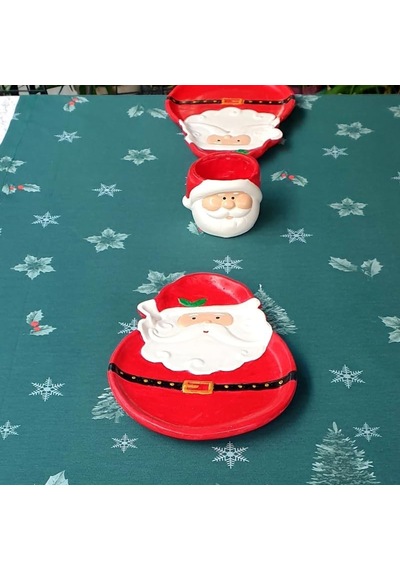 Dafniart Noel Baba Şeklinde Dekor Amaçlı Tabak 21 14 Kırmızı 2 Li Dekor Tabak 21 14 Çok Renkli