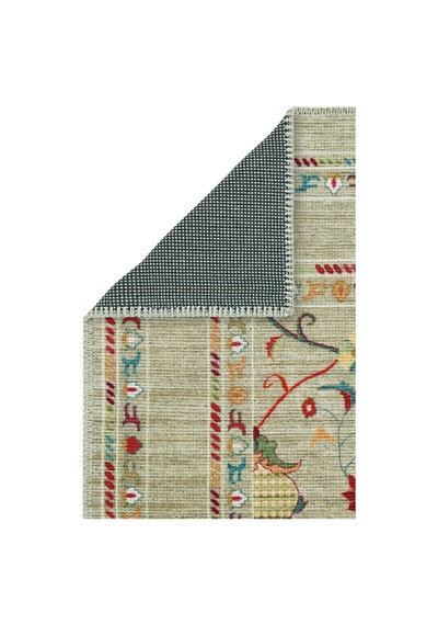 Cool Halı Happy Zeytin Yeşili Halı Çiçekli Vintage Kaymaz Otantik Modern Salon Oturma Odası Halısı Yeşil