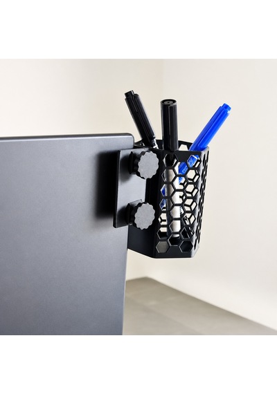 3d Baskı Monitor Kalemlik - Petek Desenli Laptop Kenar Altıgen Kalemlik-siyah Çok Renkli