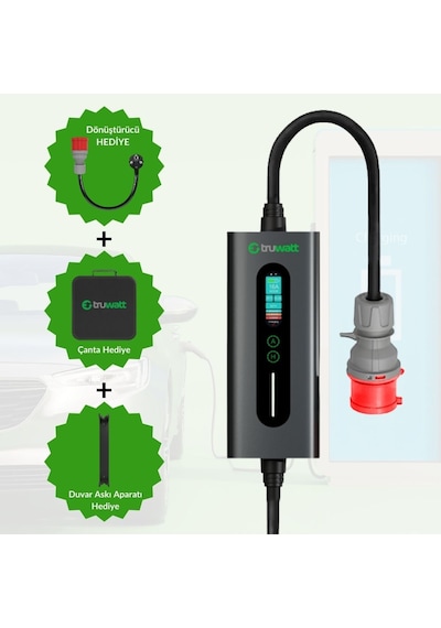 Truwatt Zta507 22kw Taşınabilir Elektrikli Araç Şarj Cihazı 32a/380v 7 Metre