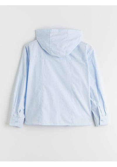 Lcwaıkıkı Classic Mavi Kapüşonlu Oversize Kadın Gömlek