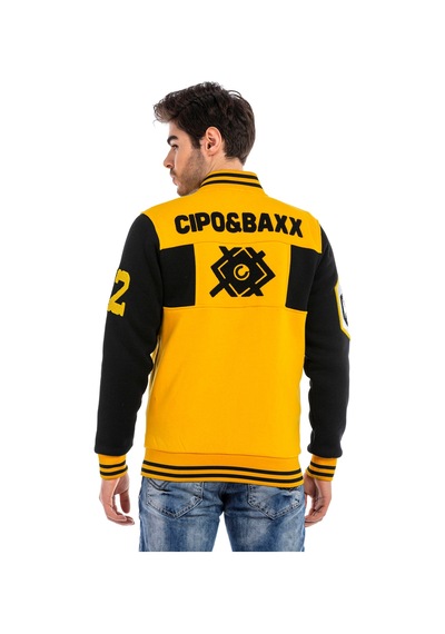 Cipo & Baxx Cl500 Erkek Kaşe Kolej Mont Slim Fit, Düğmeli, Kışlık Şık Tasarım Sarı