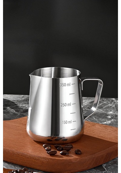 304 Çelik 350 Ml Kahve Süt Köpürtme Potu Sütlük Pitcher Cin502 2 Siyah