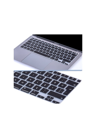 Laptop Apple Uyumlu MacBook Air 13Inc Klavye Koruyucu A2179 A2337 Türkçe Baskı Siyah