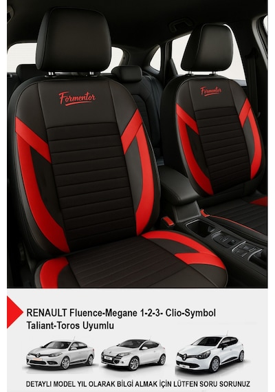 Naz Oto Formentor Tay Tüyü Oto Koltuk Kılıfı Renault Fluence-megan 1-2-3-clio-symbol-tailant-toros Kırmızı