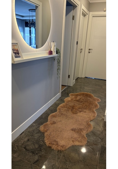 Tavşan Camel Yumuşak Dokulu Peluş Halı Çift Kafa Post