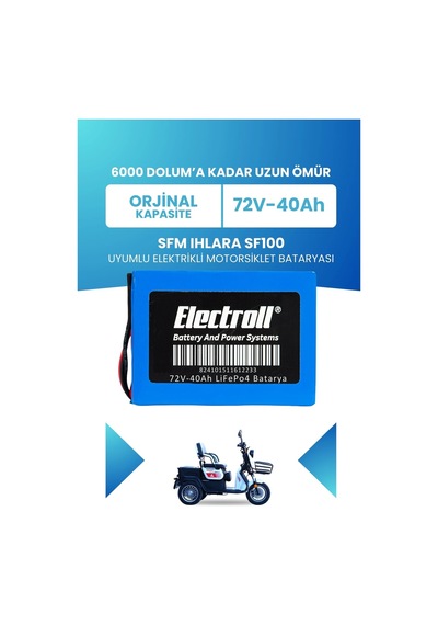 Sfm Ihlara Sf100 Uyumlu Batarya Lifepo4 72v 40ah Elektrikli Motorsiklet Bataryası