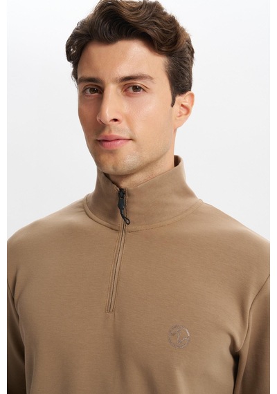 Ar-ma Erkek Slim Fit Dik Yaka Yarım Fermuar Pamuklu Sweatshirt Sol Kol Fermuar Cepli K30404685702 Gri-bej G8 Gri - Füme Ar-ma Erkek Slim Fit Dik Yaka Yarım Fermuar Pamuklu Sweatshirt Sol Kol Fermuar Cepli K30404685702 Gri-bej G8 Gri - Füme