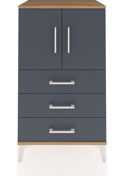 Hyperion Komodin 2 Raflı 3 Çekmeceli 2 Kapaklı 60x44x106 Çam-antrasit Atlas Çam