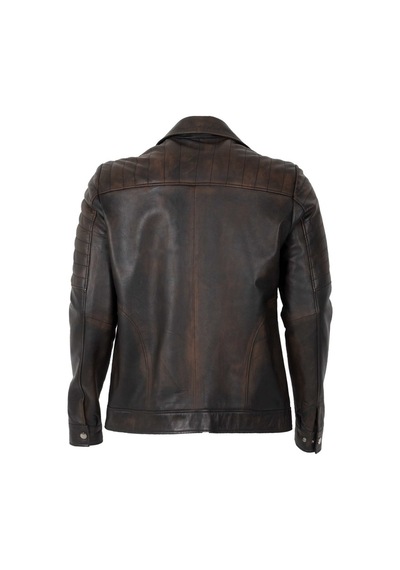 By Motto Vintage Erkek Motorcu Hakiki Deri Ceket Haki