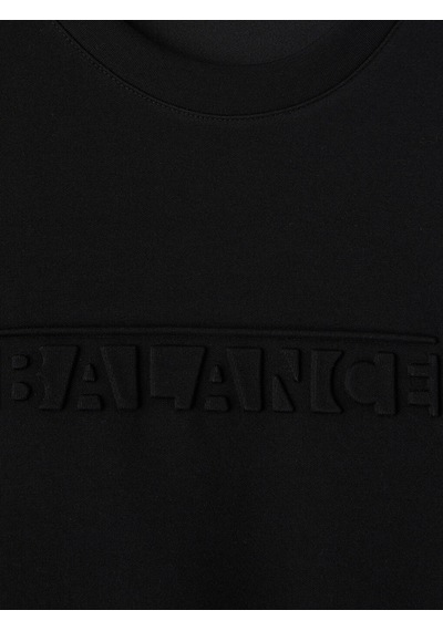 Lcwaıkıkı Classic Siyah Bisiklet Yaka Kabartma Baskılı Erkek Sweatshirt