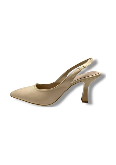 C-shoes 809-25 Arkası Açık Kısa Topuk Kadın Ayakkabı Krem