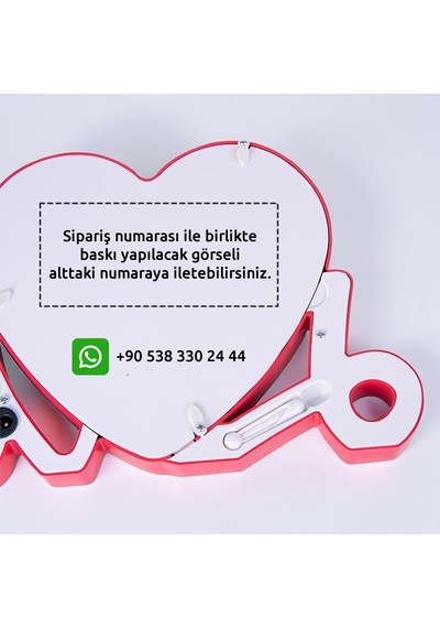 Love Yazılı Led Işıklı Kişiye Özel Fotoğraflı Sihirli Ayna Kırmızı-beyaz Sevgiliye Hediye Kırmızı