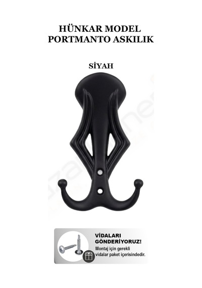Hünkar Premium Portmanto Ve Vestiyer Askısı - Vida Hediye 3 Renk Seçeneği Siyah