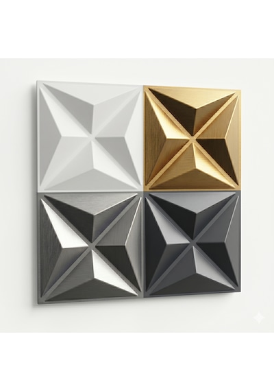 Modern Geometrik Duvar Paneli 50x50 - 10 Lu Avantaj Paketi 2.5 Metre Kare Renk - Gold