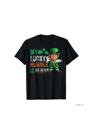 Tarzsokak Şanslı Numaram Altı Yedi Komik St Patricks Günü T-shirt Erkekler Kadınlar Için % 100% Pamuklu Çok Renkli