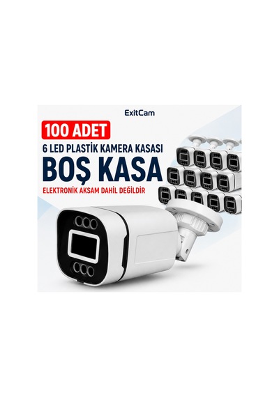 Exitcam 6 Led Plastik Bullet Kamera Kasası Boş Kasa, Elektronik Aksam Hariç 100 Adet