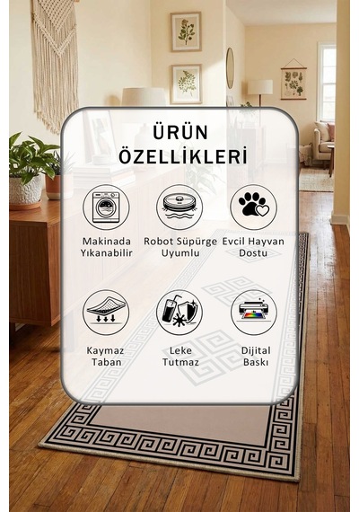 Şah Vizon Salon Mutfak Yatak Odası Dijital Yıkanabilir Yolluk