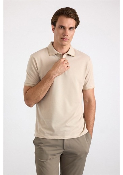 Süvari Bej Regular Düz Baskısız Pike Polo Yaka Tişört Sts1014000007-bj3