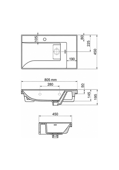 Quattro Etejerli Lavabo 80 Cm Beyaz 8080