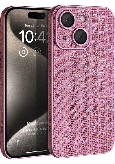 Microsonic Apple Uyumlu iPhone 15 Kılıf Bling Rhinestones