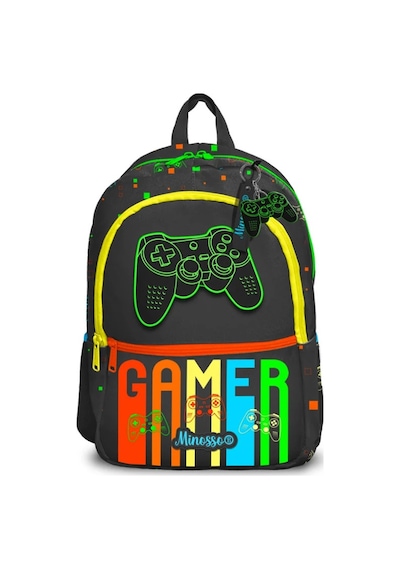 Minosso Gamer Desenli Erkek Çocuk İlkokul Sırt Çantası 1009 Çok Renkli
