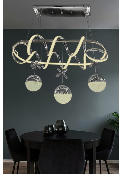 Kuzey Masa Üstü 3 Top Modern Sarkıt Led Avize Çok Renkli