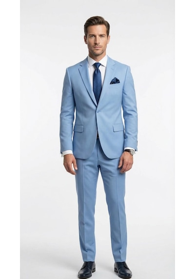 Erkek 3 Parça Slim Fit Takım Elbise Klasik Likralı Kumaş, Tek Düğme, Çift Yırtmaçlı Modern Kesim Ceket Yelek Pantolon Mavi Erkek 3 Parça Slim Fit Takım Elbise Klasik Likralı Kumaş, Tek Düğme, Çift Yırtmaçlı Modern Kesim Ceket Yelek Pantolon Mavi
