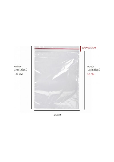 Bantlı Şeffaf Jelatin Torba Yapışkanlı Poşet 100 Adet 11X25 + 5 CM