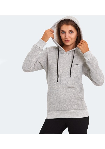 Slazenger KESHIAN IN Kadın Kapüşonlu Cepli Gri Sweatshirt