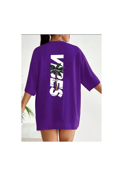 Medinenur Vibes Baskılı Unisex Tshirt Mor