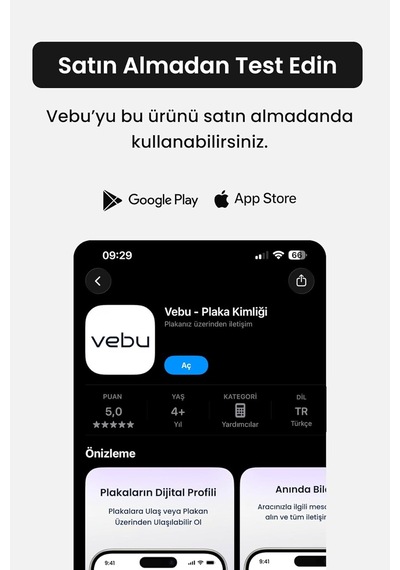 Vebu Araç Qr Kod Cam Etiketi, Dijital Numaratör, Plaka Üzerinden Ulaşılabilir Ol