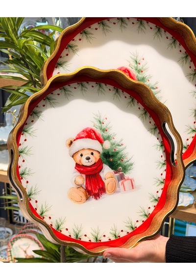 2li Teddy Red Papatya Lüks Tepsi-5501