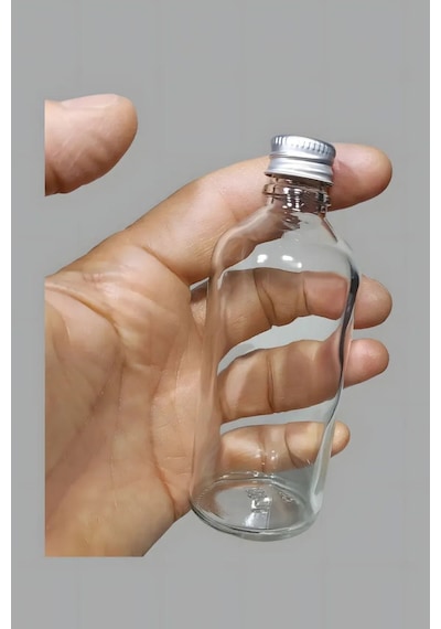 Rotanev 12 Adet Şeffaf Cam Shot Şişesi Sızdırmaz Gümüş Metal Kapaklı Kolonya Koku Süs Çok Amaçlı Şişe 100 ML