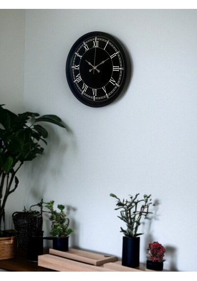 36 Cm Modern Siyah Duvar Saati Çok Renkli
