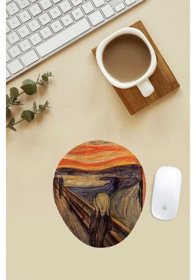 The Scream By Edvard Munch Desenli Bilek Destekli Mouse Pad Mousepad