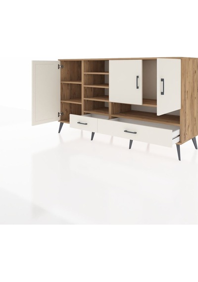 Kronos Konsol 8 Raflı 2 Çekmeceli 3 Kapaklı 176x59x99 Çam-aytaşı Çam-aytaşı