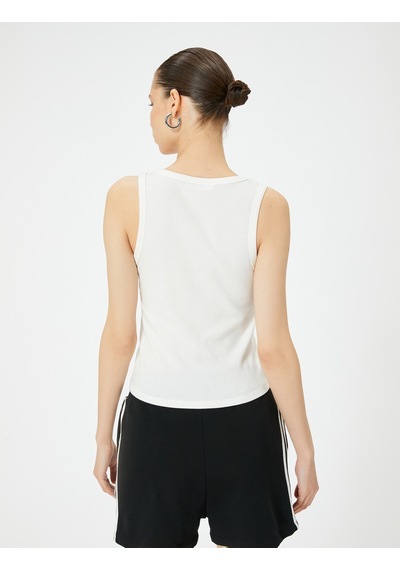 Koton Fitilli Atlet İşleme Detaylı U Yaka Slim Fit Pamuklu Ekru 4sal30261ık Ekru