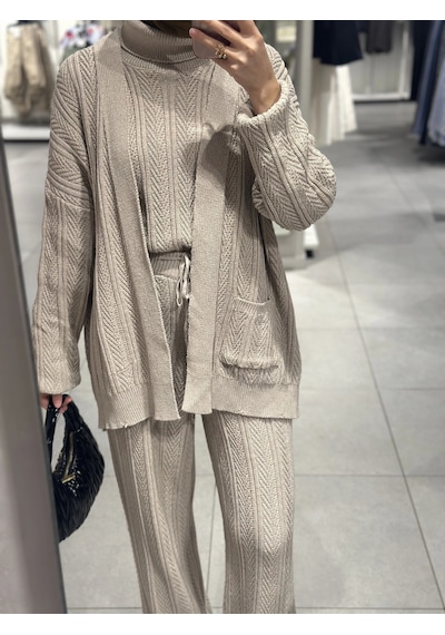 Olla Collection Üçlü Triko Takım Taş Taş