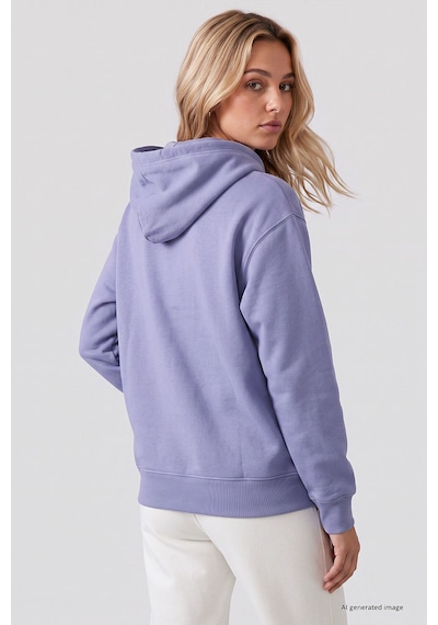 TOMMYLIFE Eflatun Standart Kapüşonlu Kanguru Cepli Basic Kadın Sweatshirt - 97321