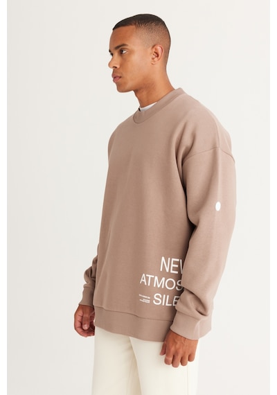 AC&Co / Altınyıldız Classics Erkek Bej Oversize Fit Bol Kesim İçi Polarlı Pamuklu Baskılı Sweatshirt Bej AC&Co / Altınyıldız Classics Erkek Bej Oversize Fit Bol Kesim İçi Polarlı Pamuklu Baskılı Sweatshirt Bej