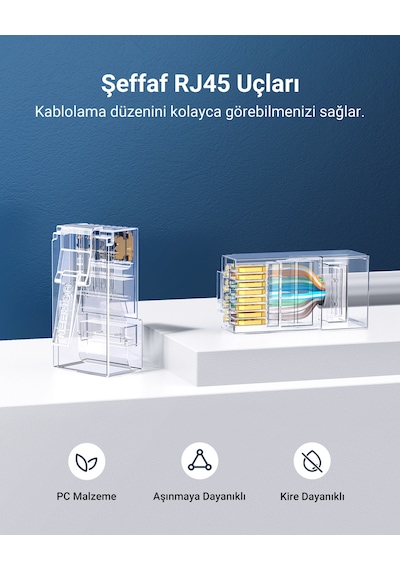 Ugreen Cat6 Rj45 Konnektör 10'lu Paket, 50961