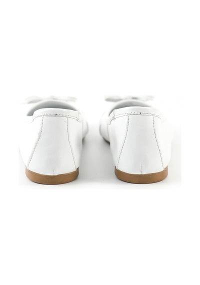 Tuna Hakiki Deri Beyaz Kadın Babet Ayakkabı - Z2210 Beyaz